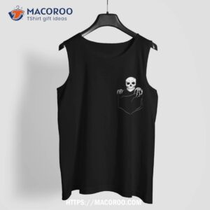 halloween funny design pocket skeleton skull gift idea shirt tank top