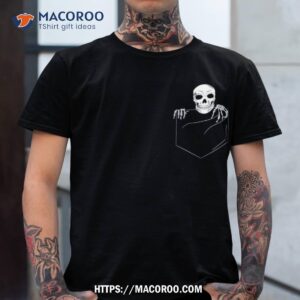 halloween funny design pocket skeleton skull gift idea shirt tshirt