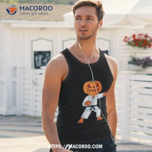 halloween karate fighter pumpkin head scary gift shirt tank top