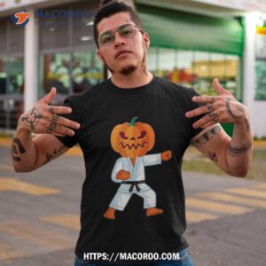 halloween karate fighter pumpkin head scary gift shirt tshirt