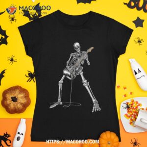 halloween skeleton playing guitar rock and roll band tees shirt tshirt 1