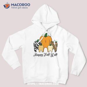 happy fall y all pumpkin tooth lepard zebra halloween dental shirt hoodie