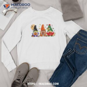 happy hallothanksmas gnomes halloween thanksgiving christmas shirt sweatshirt