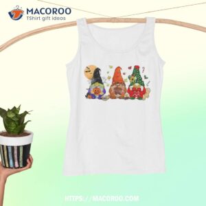 happy hallothanksmas gnomes halloween thanksgiving christmas shirt tank top