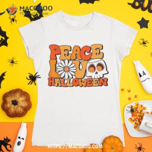 happy halloween peace love pumpkin skull shirt tshirt 1