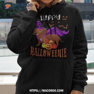 happy halloween weenie dachshund dog witch scary pumpkins shirt hoodie
