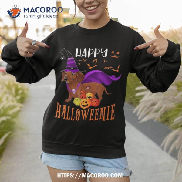 Happy Halloween Weenie Dachshund Dog Witch Scary Pumpkins Shirt