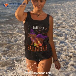 happy halloween weenie dachshund dog witch scary pumpkins shirt tank top