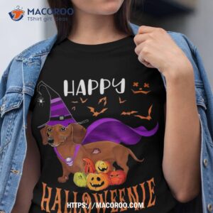 happy halloween weenie dachshund dog witch scary pumpkins shirt tshirt