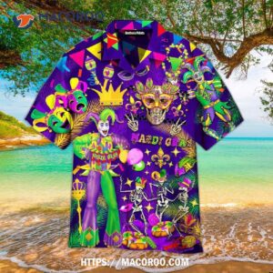 Happy Mardi Gras Violet And Colorful Aloha Hawaiian Shirt