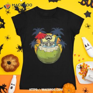 Hawaii Halloween Zombie Coconut Skull Palm Trees Skeleton Shirt