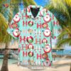 Ho Christmas Santa With Deer And Penguin Blue Red Aloha Hawaiian Shirt