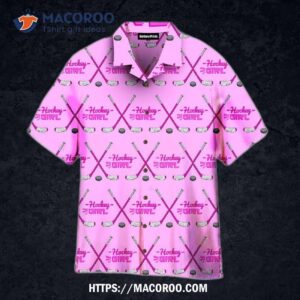 Hockey Girl Pink Aloha Hawaiian Shirt