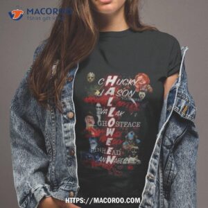 horror character all name chuck jason voorhees michael myers valak ghostface pennywise freddy pinhead annabelle halloween 2023 shirt tshirt 2