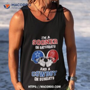 i m a sooner on saturdays and a cowboys on sundays helmet 2023 t shirt tank top