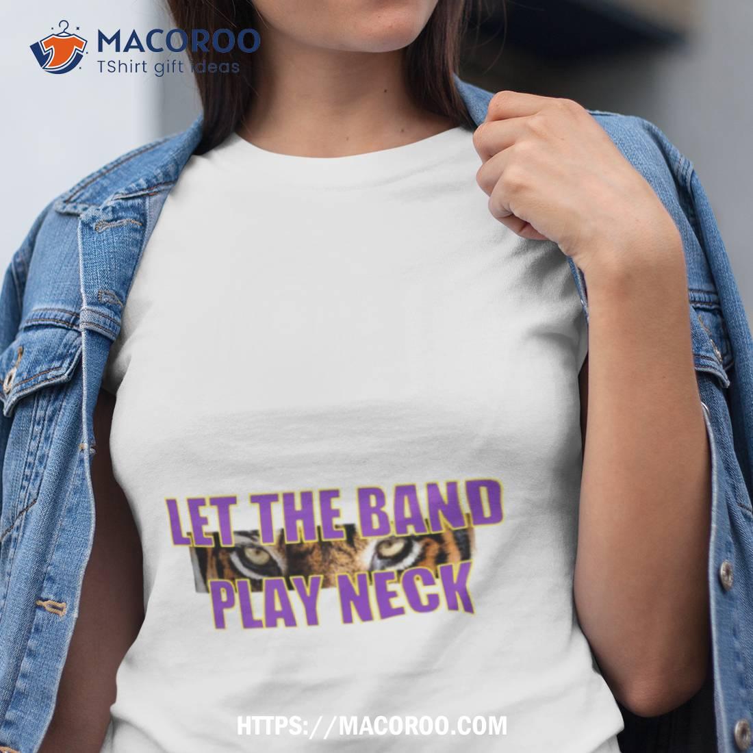 Large Print Tiger Let The Band Play Neck Shirt Large Print Tiger Let The Band Play Neck Shirt