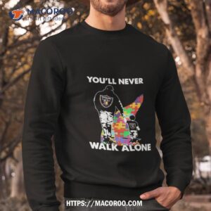 las vegas raiders you ll never walk alone dad and son autism shirt sweatshirt