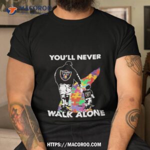 las vegas raiders you ll never walk alone dad and son autism shirt tshirt