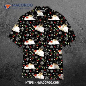 Lazy Pigs On Christmas Holiday Pattern Black Aloha Hawaiian Shirt