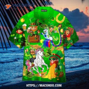 Lepricorn Leprechaun Unicorn Beer Green Aloha Hawaiian Shirt