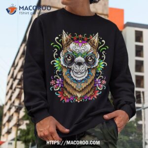 llama sugar skull day of the dead halloween pop art gift shirt sweatshirt