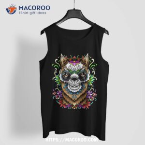 llama sugar skull day of the dead halloween pop art gift shirt tank top