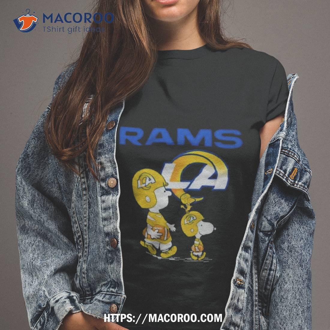 Los Angeles Rams Snoopy and Charlie Brown with Woodstock cartoon T