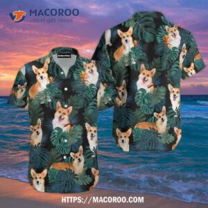 Love Corgi Tropical Leaves Green Aloha Hawaiian Shirt