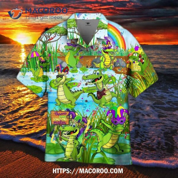 Mardi Gras Alligator Hawaiian Shirt