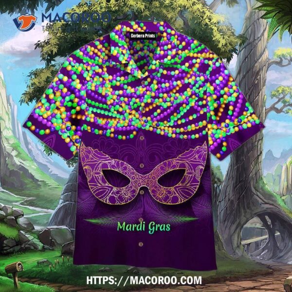 Mardi Gras It’s A Purple Mask Pattern Violet And Colorful Aloha Hawaiian Shirt