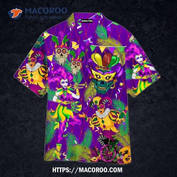 Mardi Gras Jester Clowns Violet Aloha Hawaiian Shirt