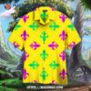 Mardi Gras Yellow Fleur De Lis Aloha Hawaiian Shirt