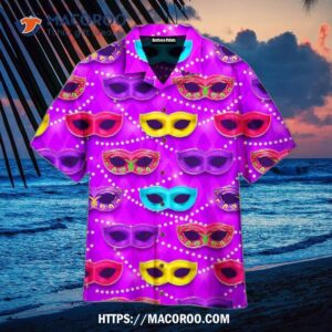 Mari Gras Venetian Carnival Mask Pattern Aloha Hawaiian Shirt