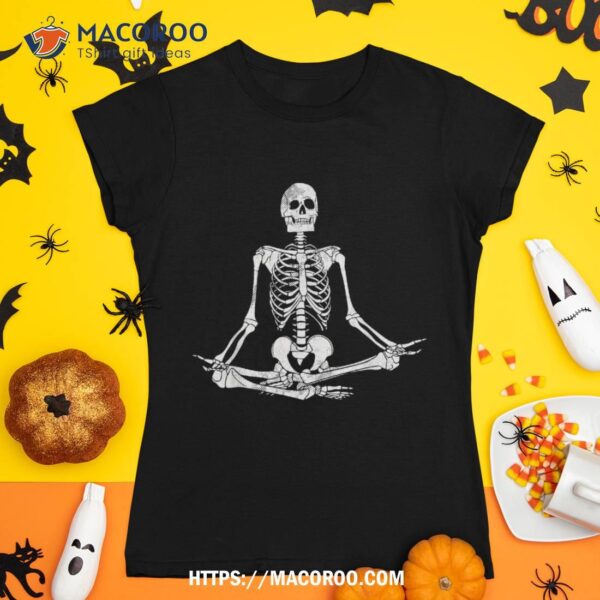 Meditating Skeleton Lazy Halloween Costume Funny Skull Yoga Shirt