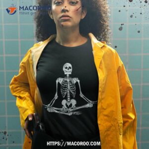 meditating skeleton lazy halloween costume funny skull yoga shirt tshirt 2