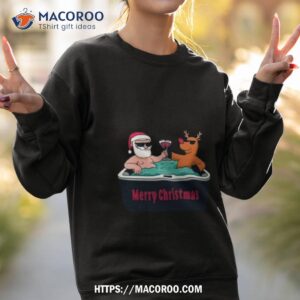 merry christmas in july santa claus reindeer wine glasses shirt sweatshirt 2