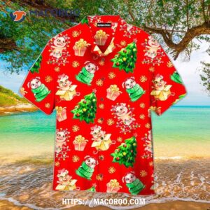 Merry Pigmas Christmas Pattern Red Aloha Hawaiian Shirt