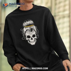 messy bun skull shirts for fun halloween spider web shirt sweatshirt