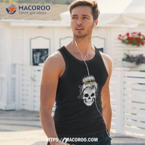 messy bun skull shirts for fun halloween spider web shirt tank top