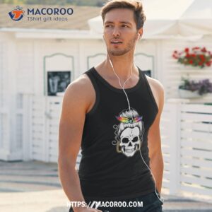 messy bun skull shirts for tie dye hippie halloween shirt tank top