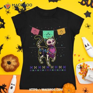 Mexican Sugar Skull Cat Day Of The Dead Cool Bone Halloween Shirt
