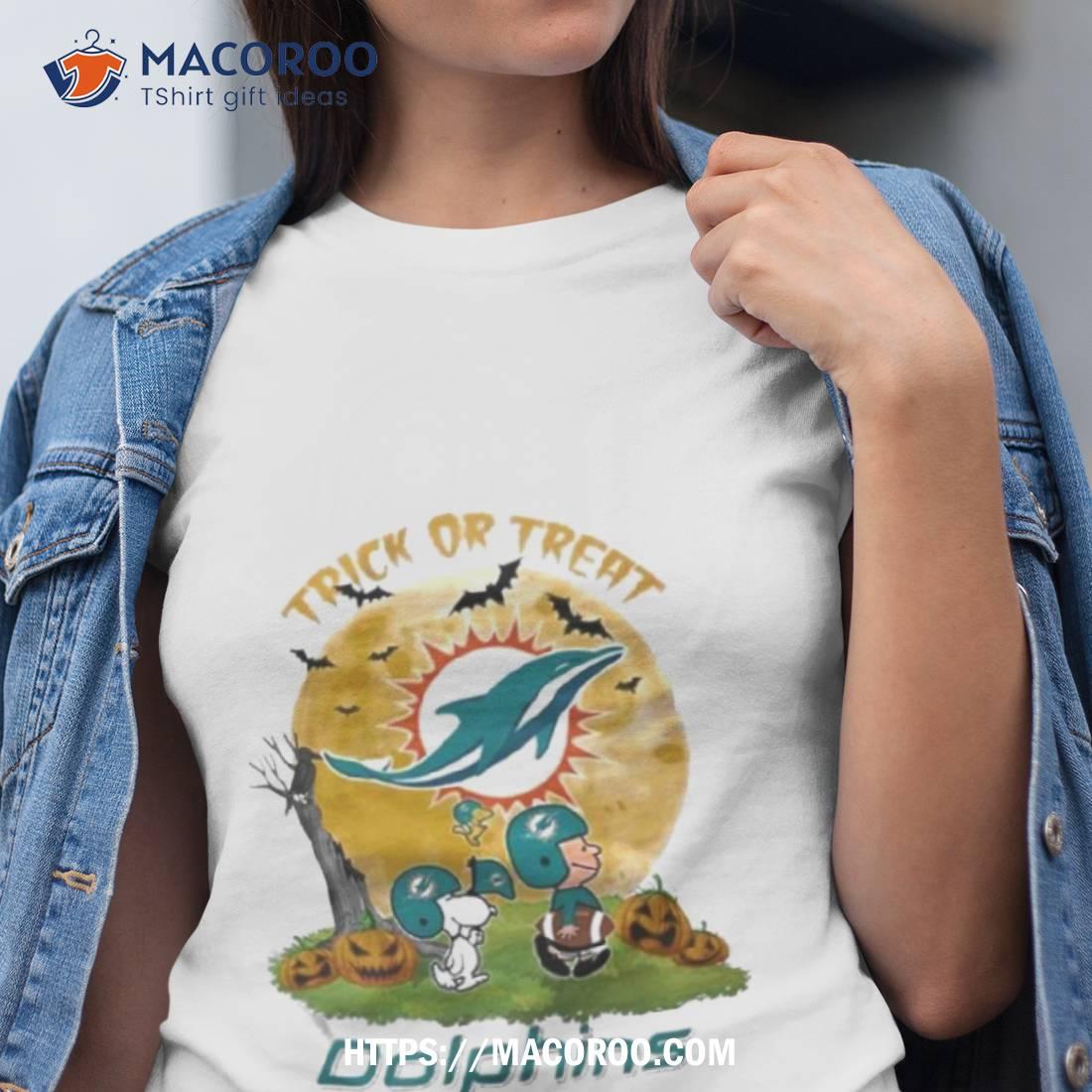Miami Dolphins Snoopy Charlie Brown And Woodstock Trick Or Treat Halloween 2023 Shirt Miami Dolphins Snoopy Charlie Brown And Woodstock Trick Or Treat Halloween 2023 Shirt