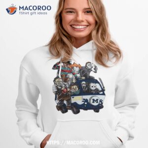 Michigan Wolverines Horror Movies Characters Bus Halloween 2023 Shirt 1 michigan wolverines horror movies characters bus halloween 2023 shirt hoodie 1
