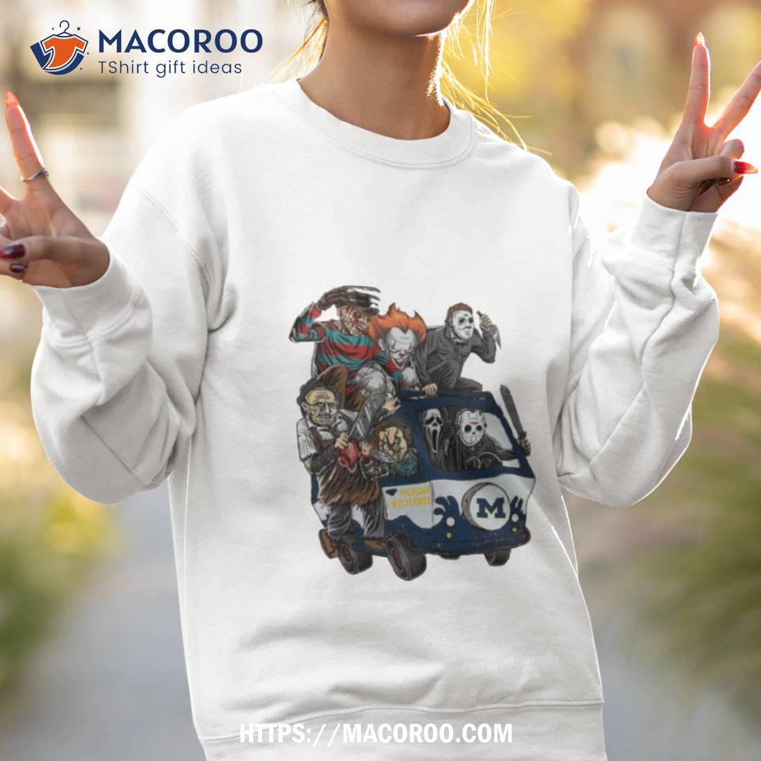 Michigan Wolverines Horror Movies Characters Bus Halloween 2023 Shirt Michigan Wolverines Horror Movies Characters Bus Halloween 2023 Shirt