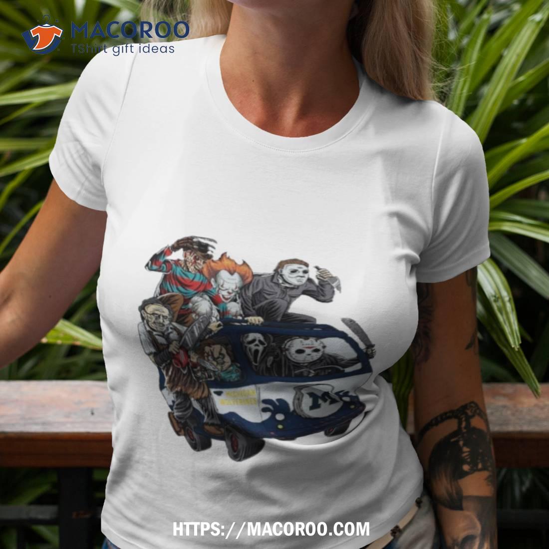 Michigan Wolverines Horror Movies Characters Bus Halloween 2023 Shirt Michigan Wolverines Horror Movies Characters Bus Halloween 2023 Shirt