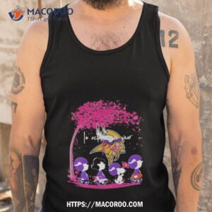 minnesota vikings peanut characters in october we wear pink 2023 shirt tank top