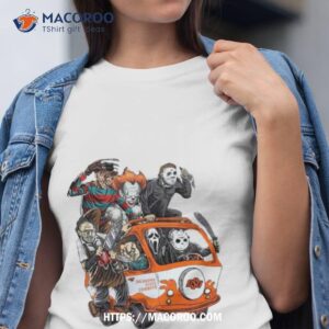 Oklahoma State Cowboys Horror Movies Characters Bus Halloween 2023 Shirt