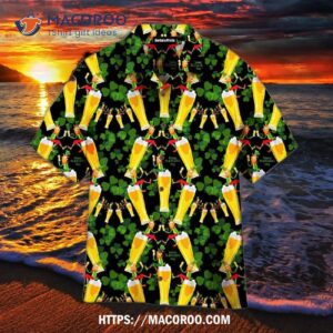 Oktoberfest Leprechaun Beer St Patricks Day Green And Yellow Aloha Hawaiian Shirt