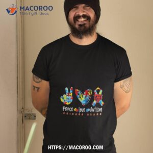 peace love autism chicago bears nfl shirt tshirt 2