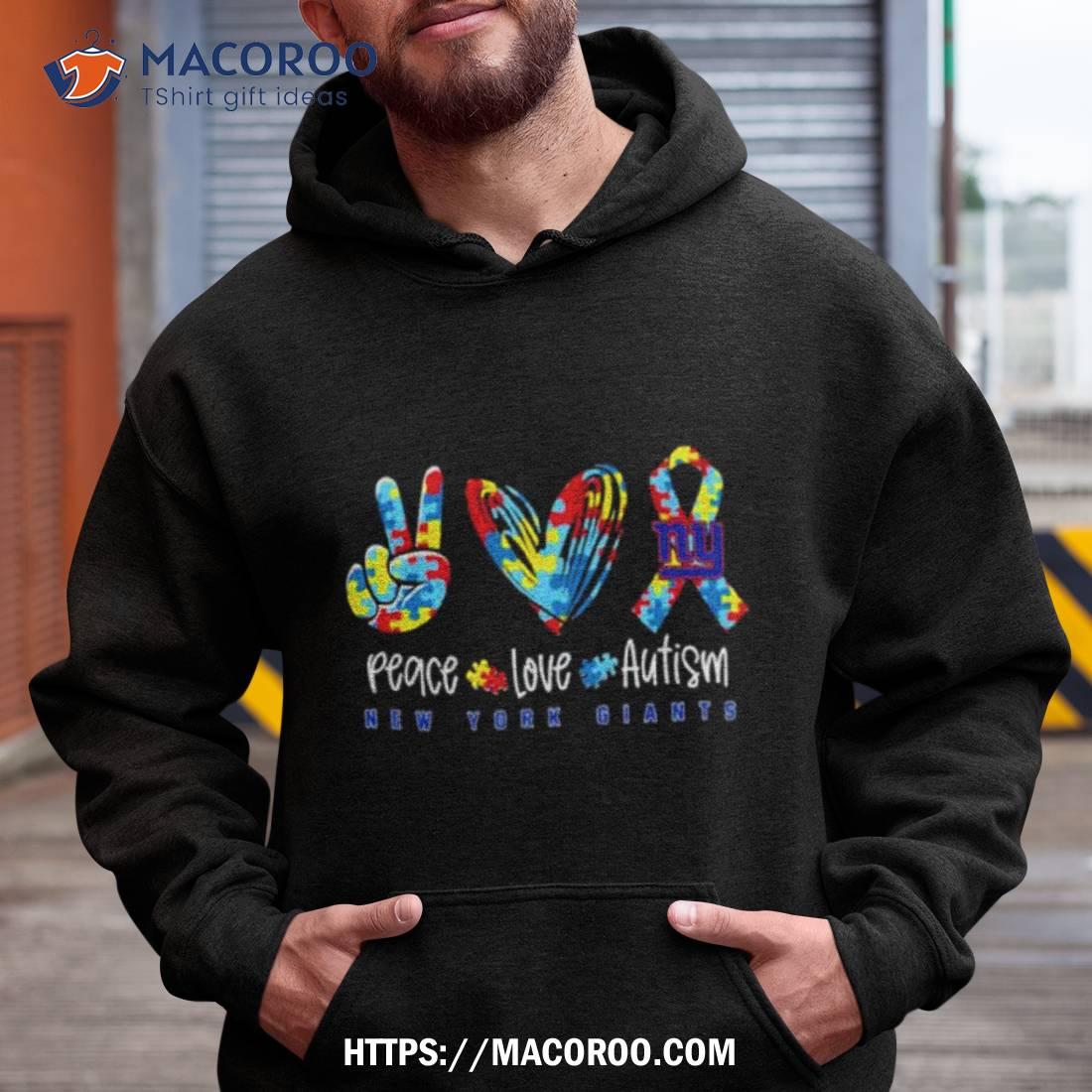 Peace Love Autism New York Giants Nfl Shirt Peace Love Autism New York Giants Nfl Shirt